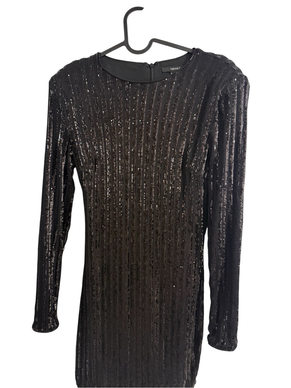 Forever 21 Black Sequin Long-Sleeve Mini Dress - Picture 2 of 3